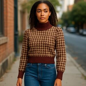 Sadie & Sage Brown Cropped Cowl Neck Sweater SAMPLE PIECE